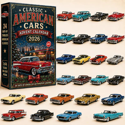 Kinder-Adventskalender mit Autos 2026 — 24 Klassische Autos