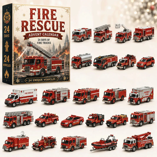Kinder-Adventskalender mit Feuerwehrfahrzeugen 2026 — 24 Feuerwehrautos